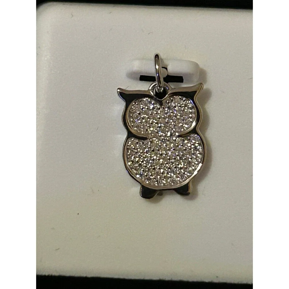 Adorable Sterling Silver & Moissanite Owl Pendant 1.0 CTW